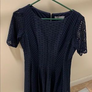 Danny and Nicole Navy Blue Lace Formal Dress